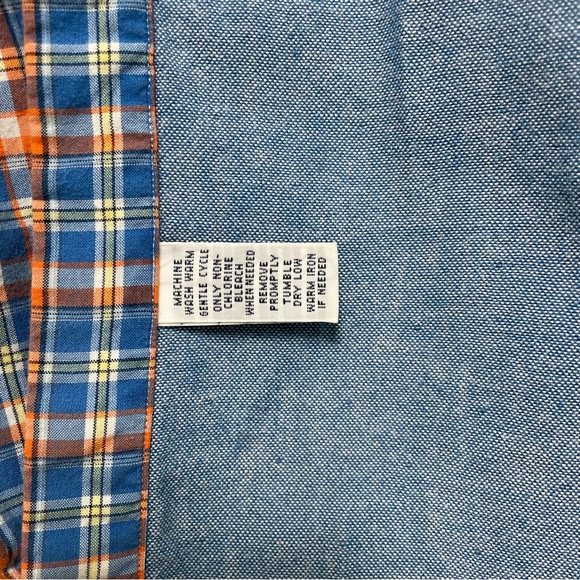 TWO Ralph Lauren XL long sleeve cotton button down dress shirts chambray check - Picture 12 of 13